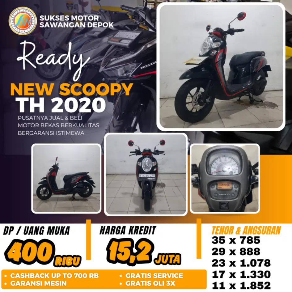 DP 400 BERGARANSI HONDA NEW SCOOPY TH 2020 UNIT MULUS BISA CASH KREDIT