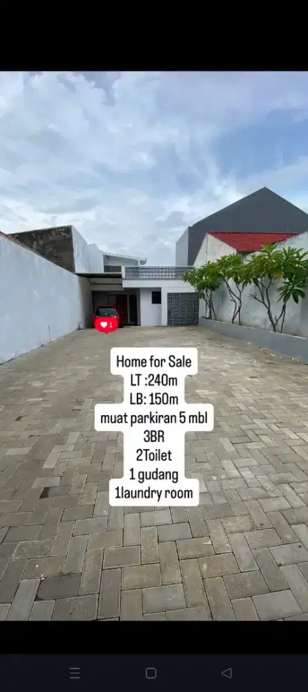 Jual rumah masuk mobil parkir mobil 5 SHM