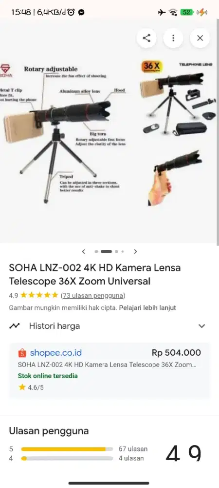 LENSA APEXEL SOHA 36X ZOOM HD 4K