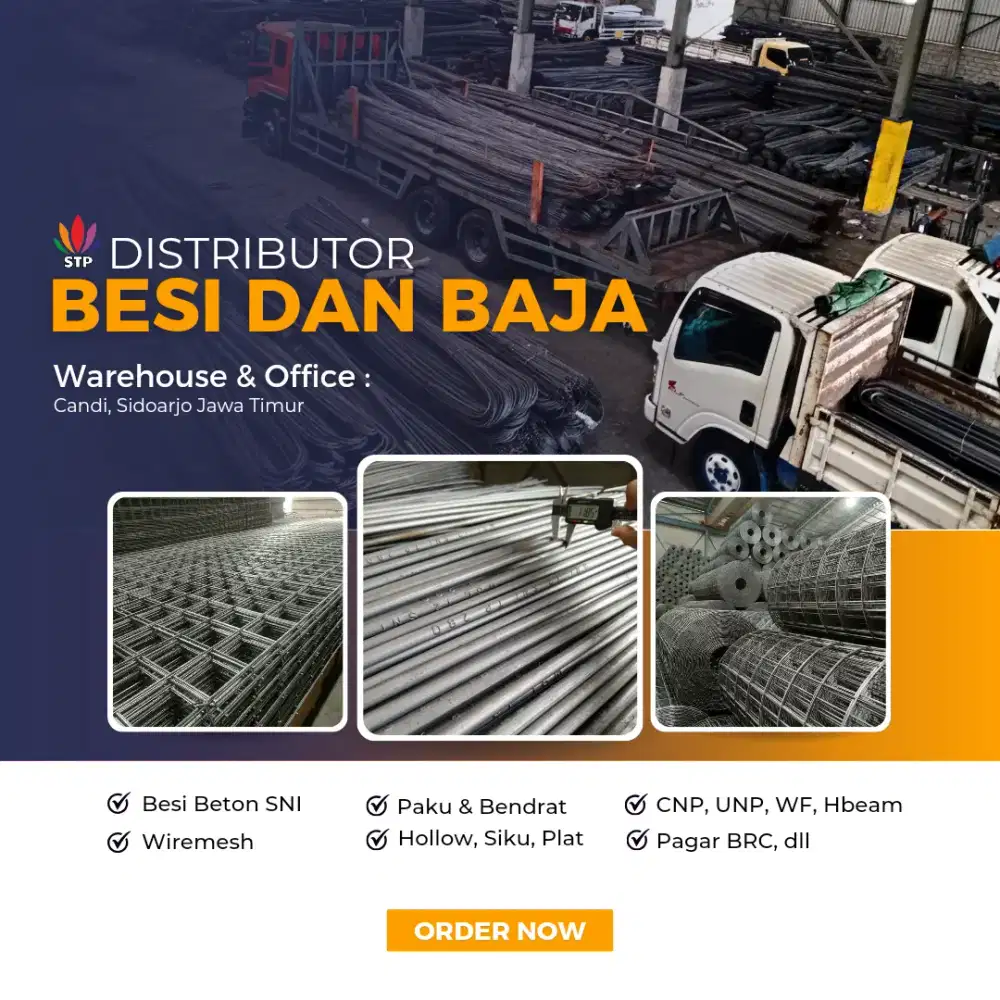 Jual besi beton polos dan ulir, wiremesh, bendrat, cnp, wf, siku, plat