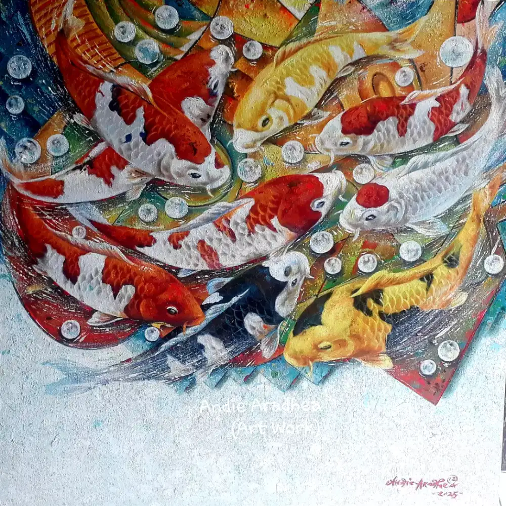 Lukisan Ikan Mas Koi 9