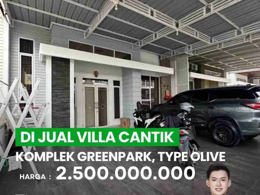 DIJUAL RUMAH VILLA CANTIK FURNISHED DI KOMPLEK GREENPARK TYPE OLIVE