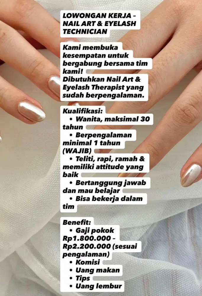 Lowongan kerja eyelash dan nail art