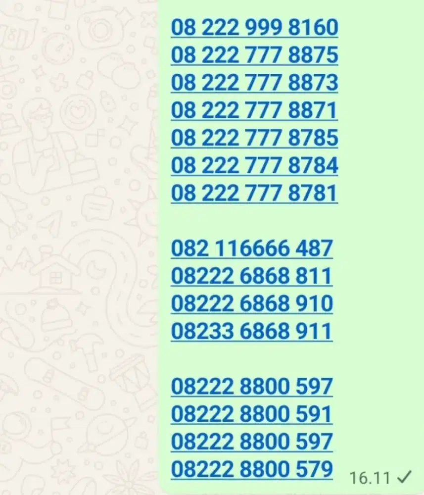 Nomor cantik Telkomsel rapi