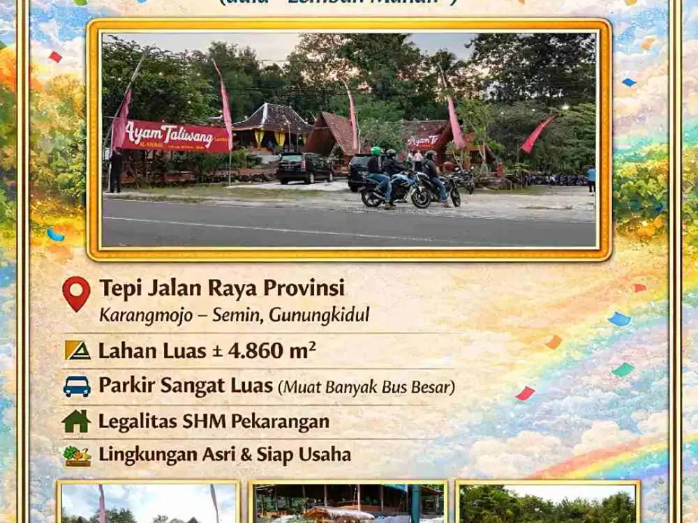 Lahan Usaha Strategis 4.860 m² Tepi Jalan Provinsi Gunungkidul