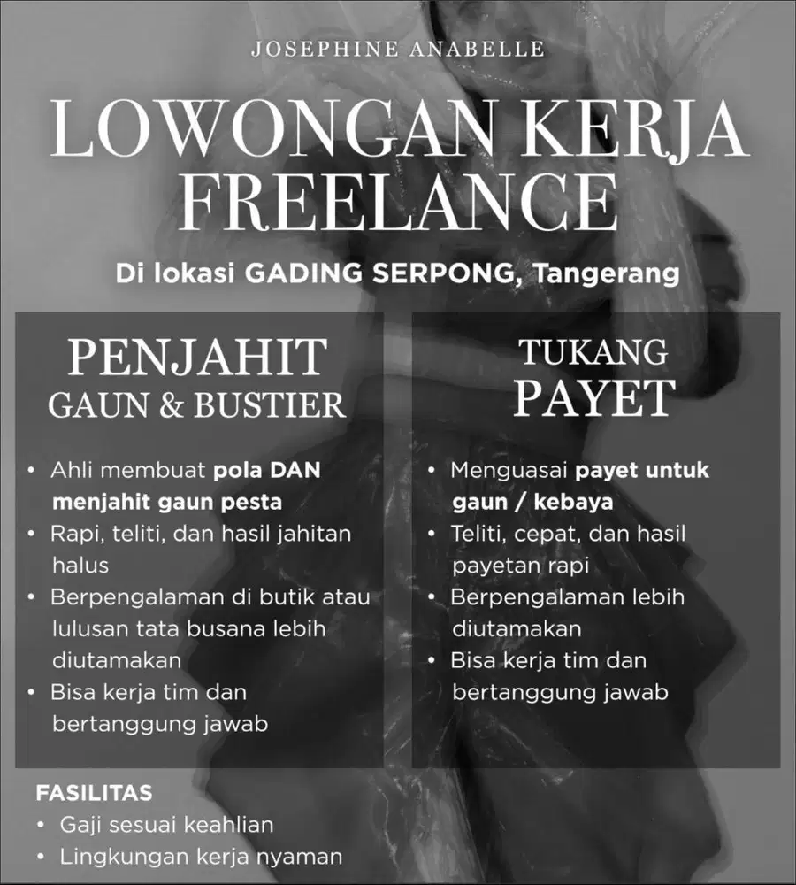 LOWONGAN KERJA LOKER DICARI PENJAHIT DAN TUKANG PAYET FREELANCE BUTIK
