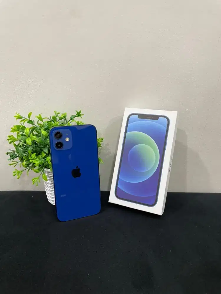 IPhone 12 128GB Blue mulus Fullset BH 100% Kartu All Provider