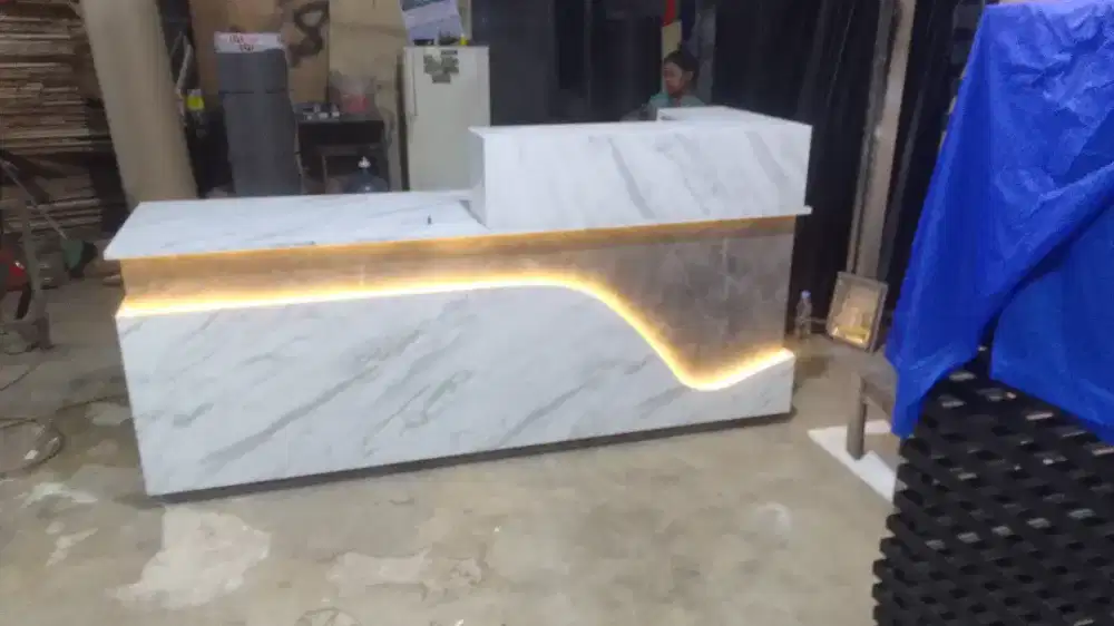 Meja Resepsionis motif marmer 200x60x75cm