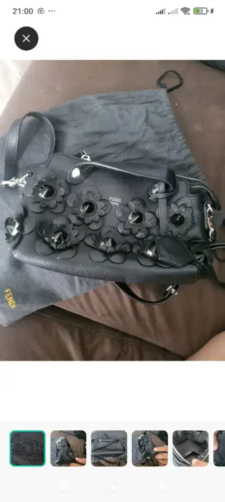 Fendi mini flowerland by the way crossbody - hitam -100 % original