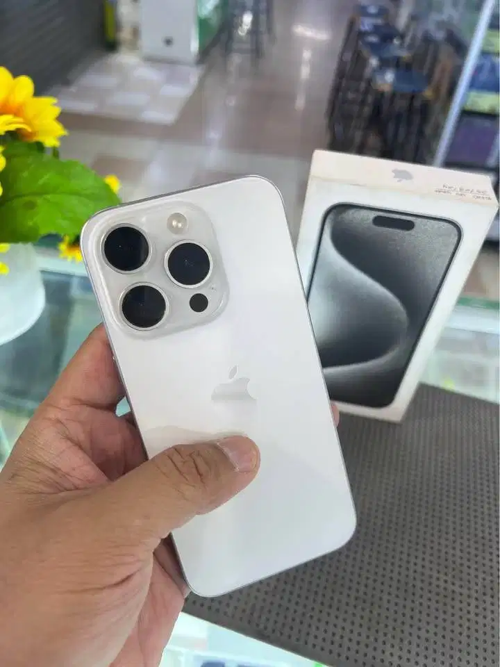 Iphone 15 PRO 128 IBOX (White Titanium) Fullset Ori Mulus Joss Istimew