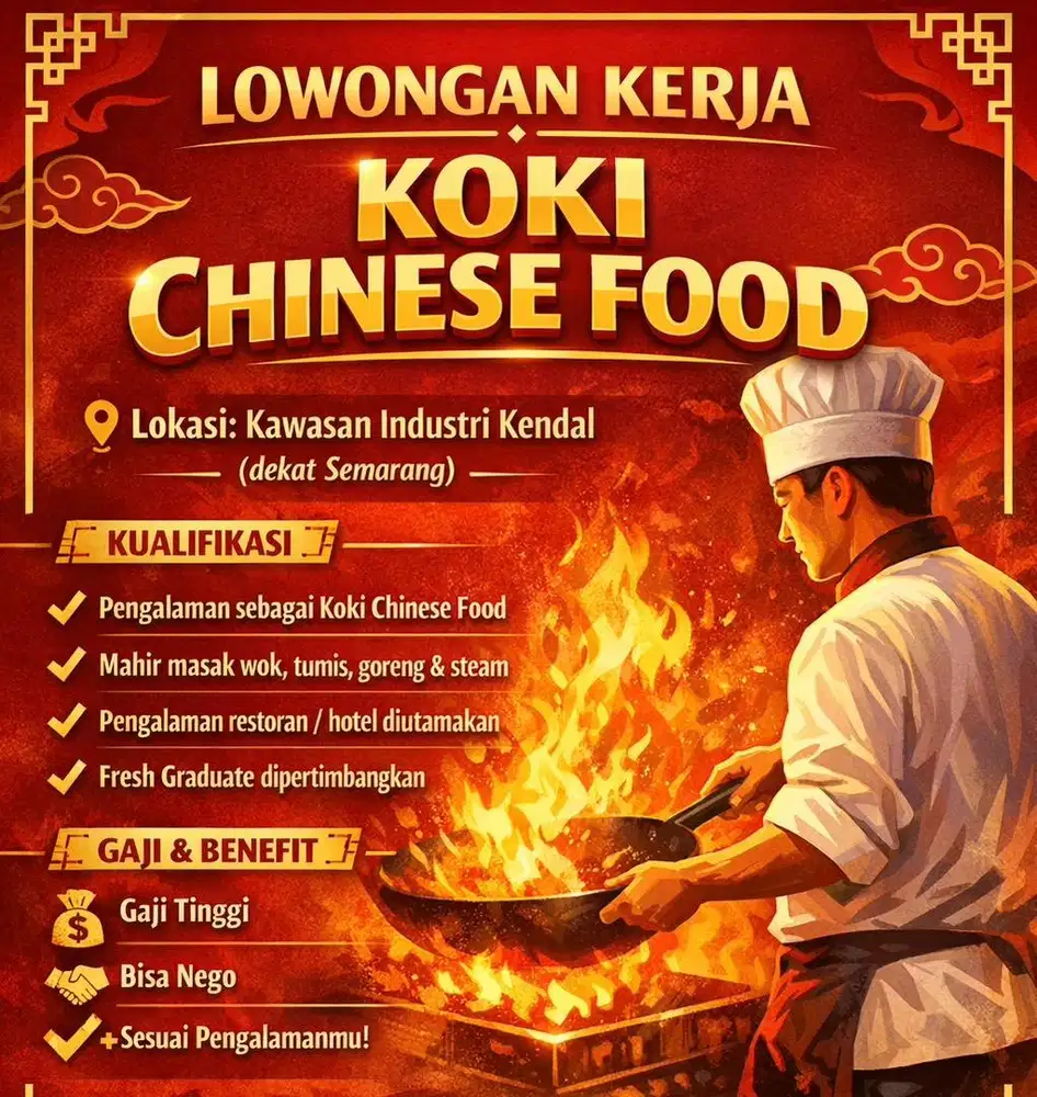 Dicari koki chinese food