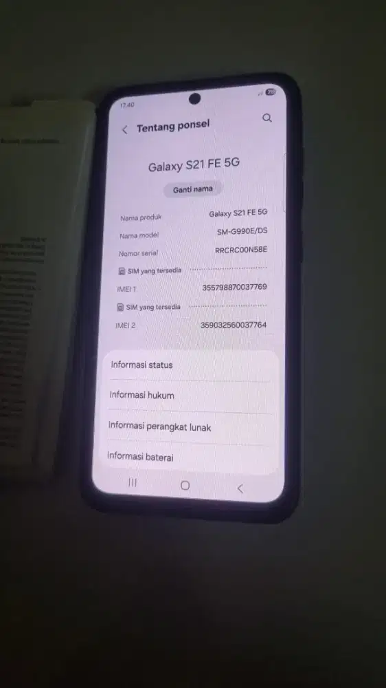 Hp Samsung s21 fe 5G ram 8 /256 SEIN. Mulus pemakaian pribadi