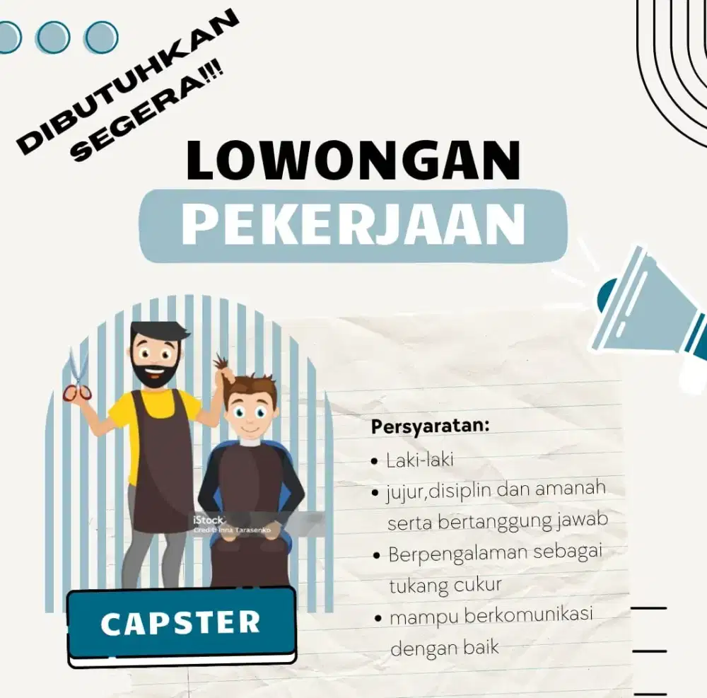 Lowongan pangkas rambut,WAJIB PENGALAMAN.Mess ADA+TOiLET DLM,GerCepYa!