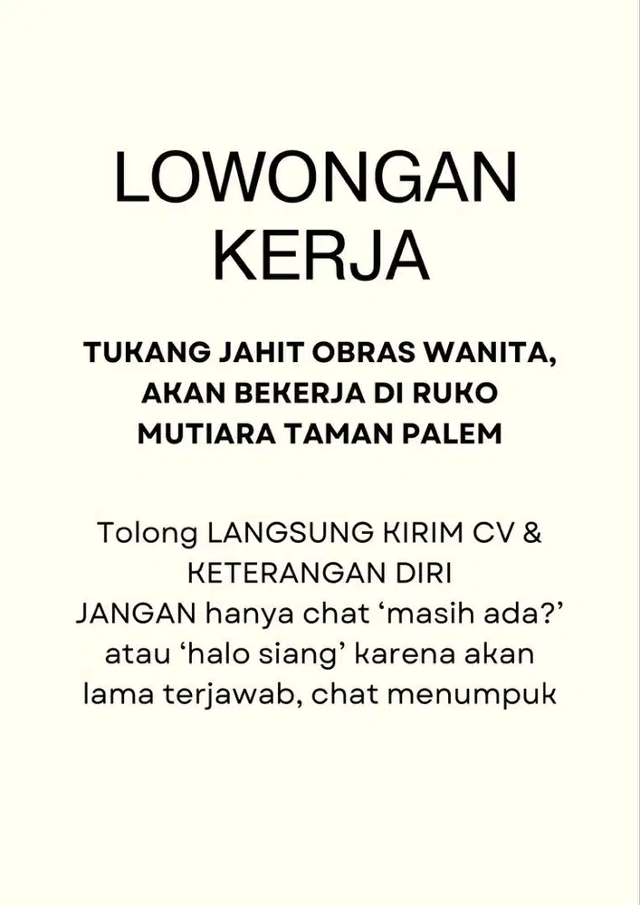 TUKANG JAHIT & OBRAS