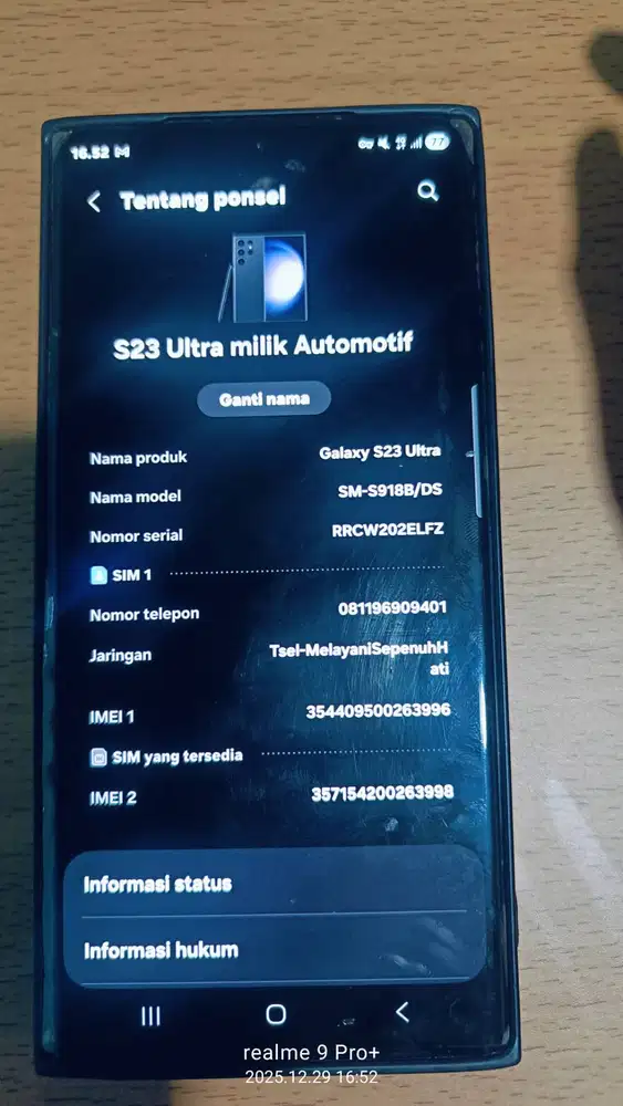 Jual cepat Samsung S23 ultra 12/ GB512
