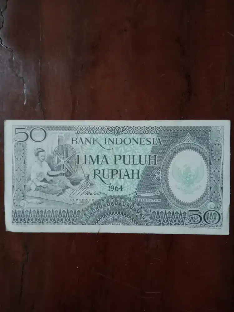 Uang Kertas Kuno 50 Rupiah Tahun 1964  Seri Pekerja Tangan III