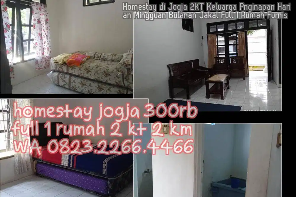 Homestay di Jogja 2KT Keluarga Pnginapan Harian Mingguan Bulanan Jakal