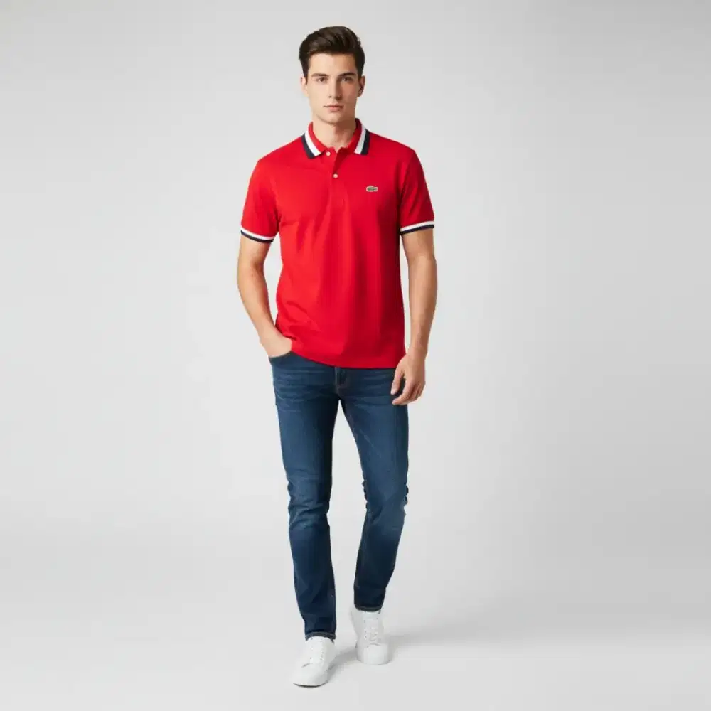 Kaos polo shirt LACOSTE twin tipped colour red Size No.4