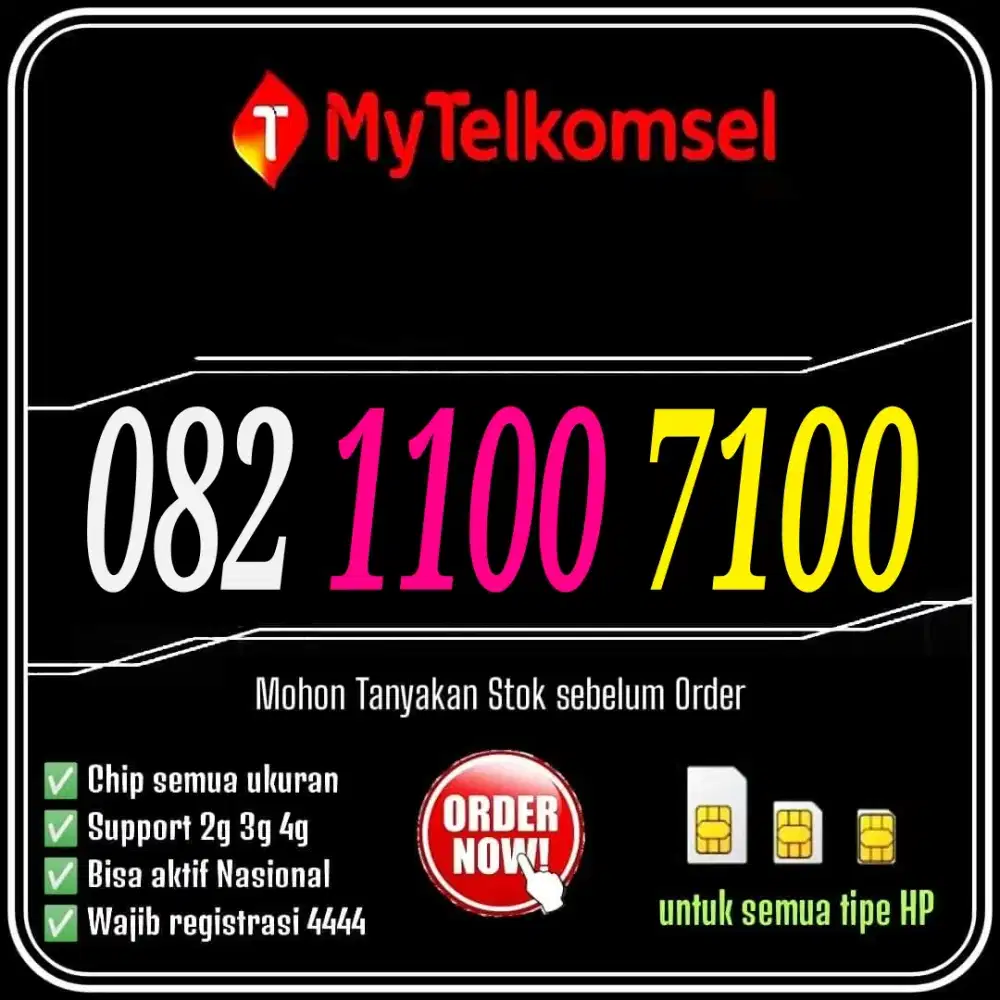NOMER CANTIK SIMPATI 11 DIGIT 1100 7100