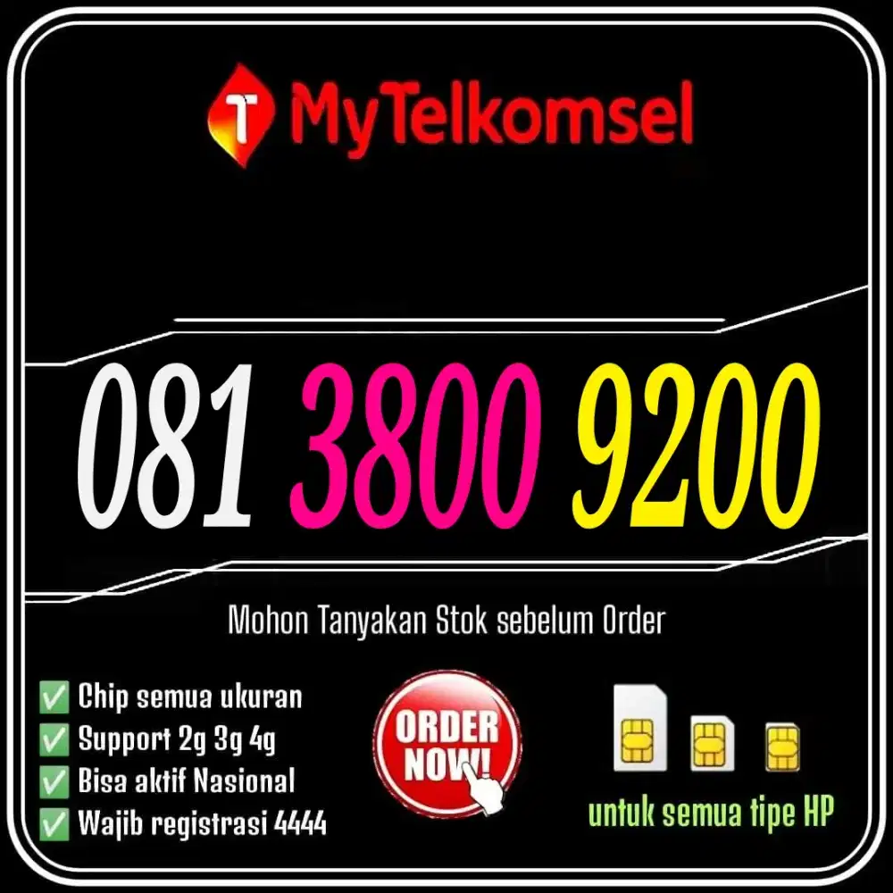 NOMER CANTIK TELKOMSEL 11 DIGIT 3800 9200