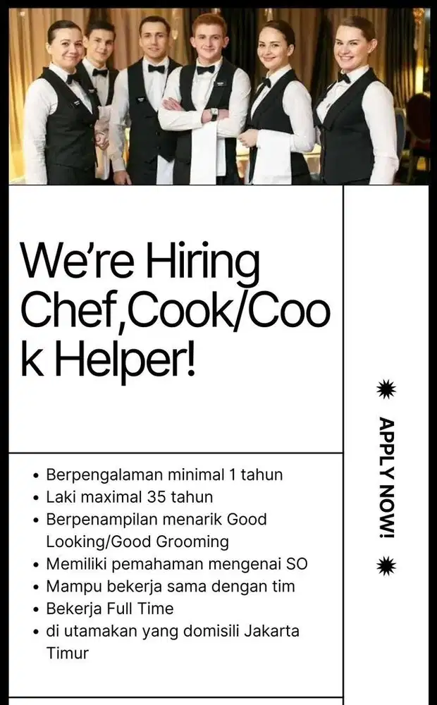 Di cari Chef,Cook/Cook Helper