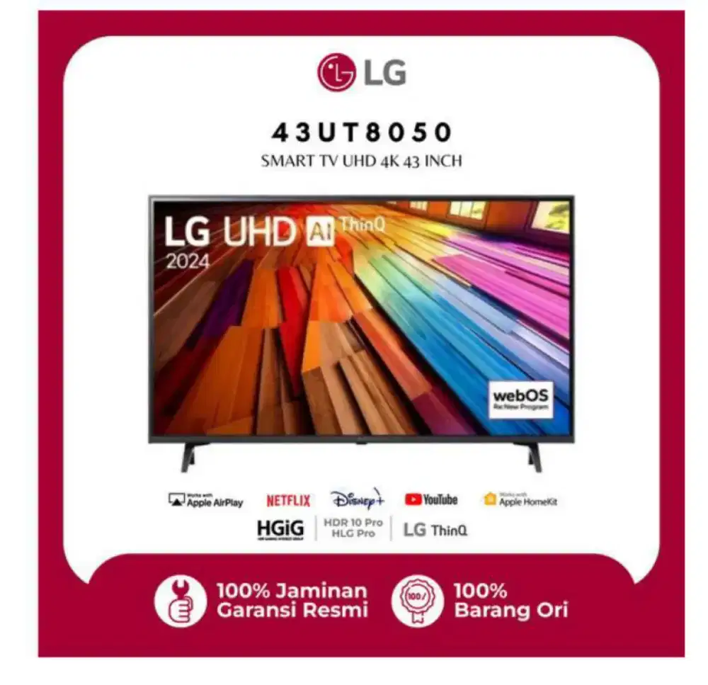 TERMURAH LG SMART TV 4K 43UT8050PSB 
43 INCH
 BARU SEGEL GARANSI RESMI