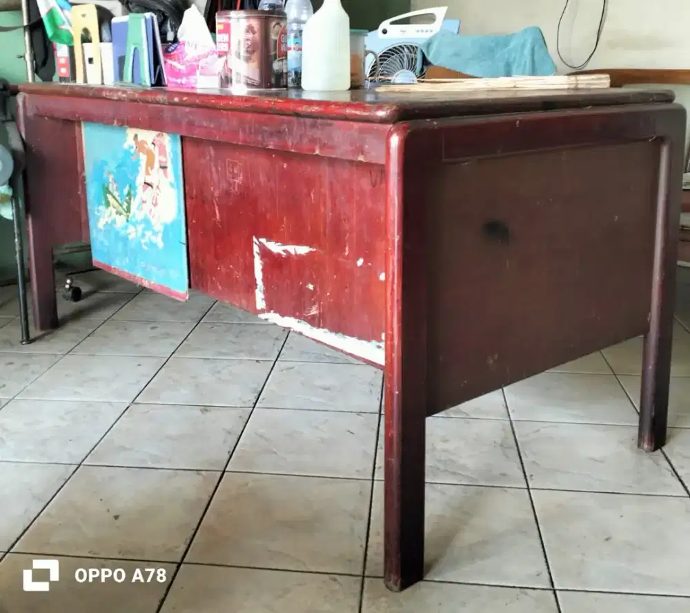 Meja kerja bhn jati tua+ kursi 1 buah