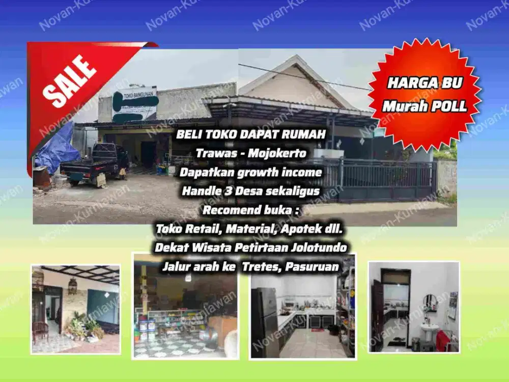 DIJUAL TOKO & RUMAH TRAWAS MOJOKERTO Nol Jalan Raya ke Tretes Pasuruan