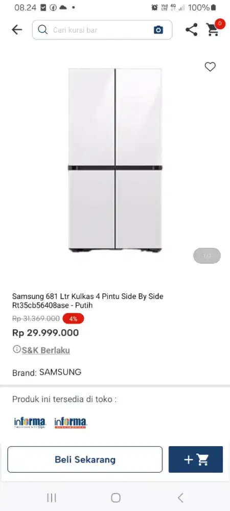 PROMO KREDIT SAMSUNG 681 LTR KULKAS 4 PINTU SBS