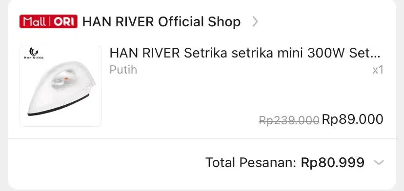 Setrika HAN RIVER KONDISI LIKE NEW
