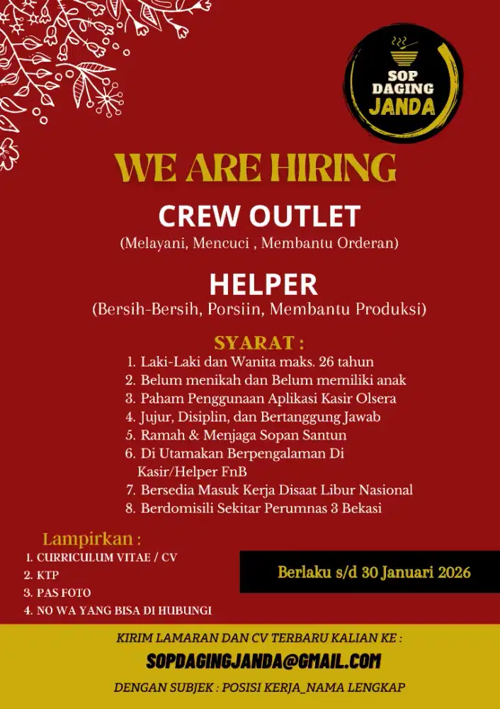 Lowongan Kerja Rumah Makan (Loker)