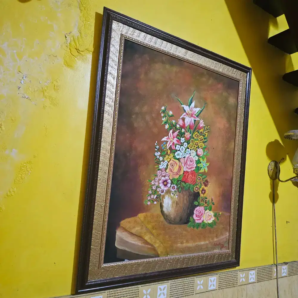 Lukisan gambar pot bunga 88cm x 108cm