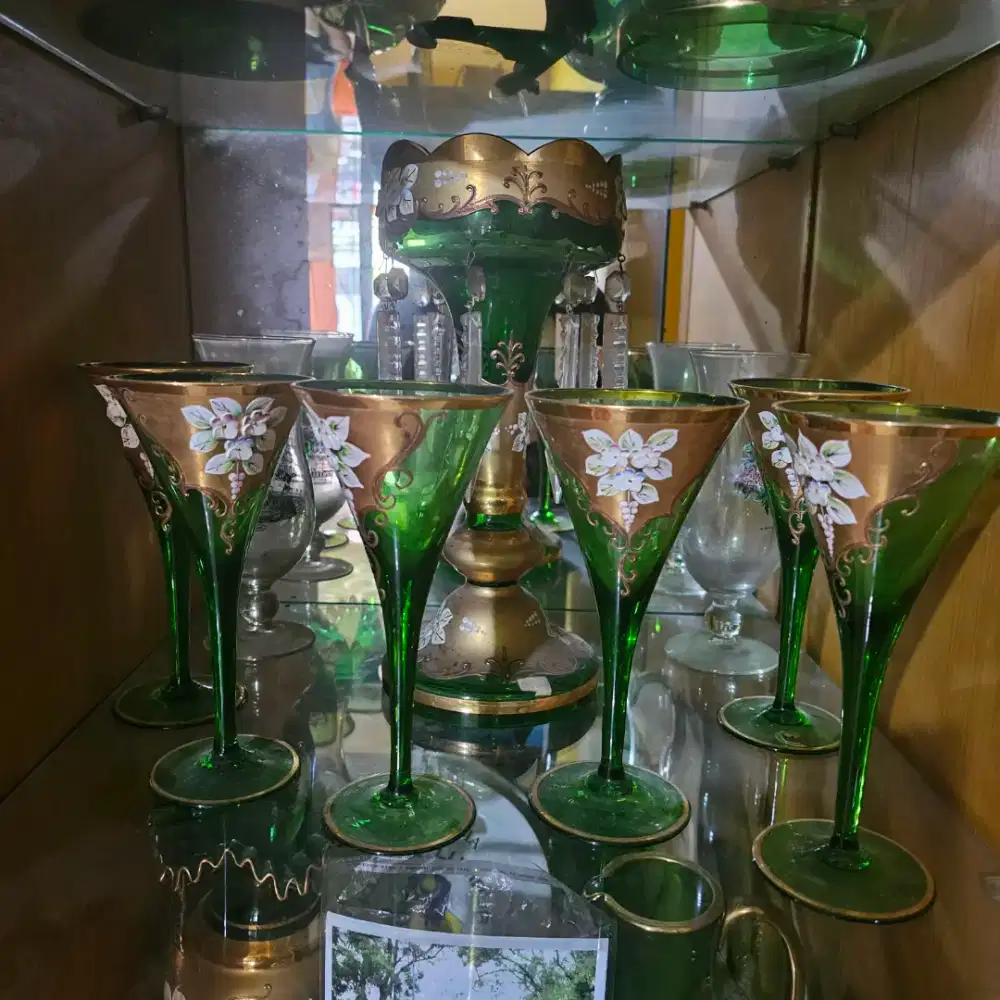 Kristal set bohemian warna hijau