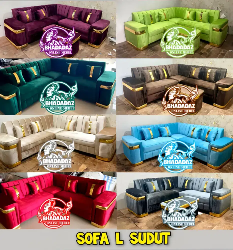 Sofa L Sudut Lis Gold