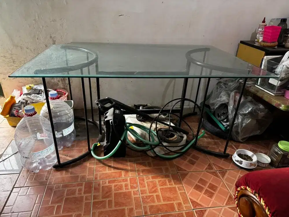 Meja makan kaca bevel uk 152x102