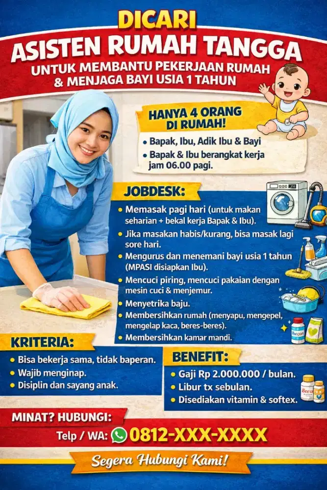 Lowongan Pekerjaan – ART Serabutan + Babysitter