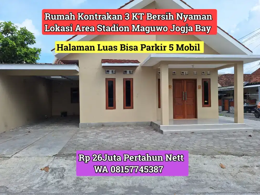 Rumah Kontrakan Maguwo Stadion Halaman Luas Parkir 5 Mobil 26Jt Nett