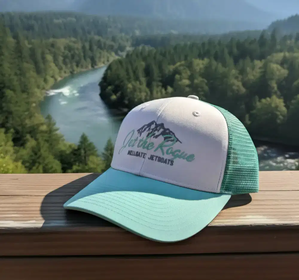 Topi Trucker Logo Gunung Ouray Original Second Putih Hijau Mint