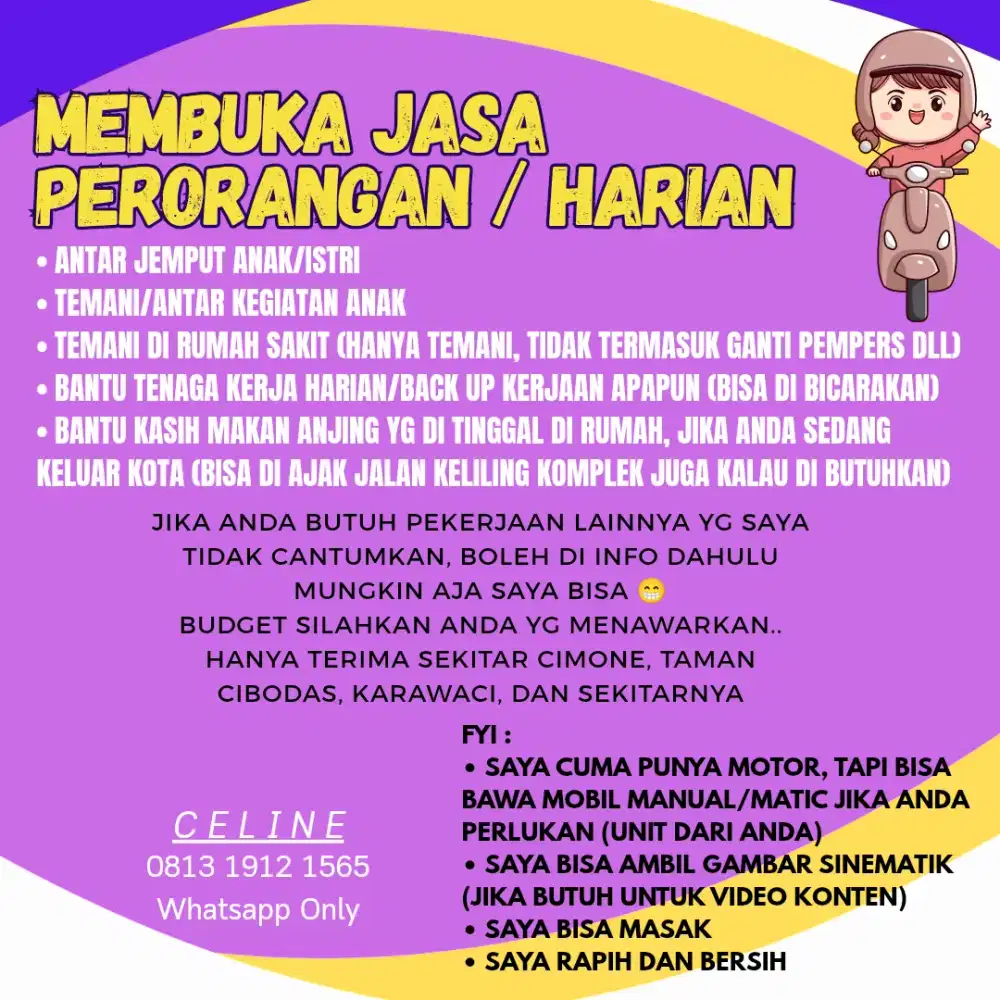 Freelance kerja apa aja, bisa antar jemput anak