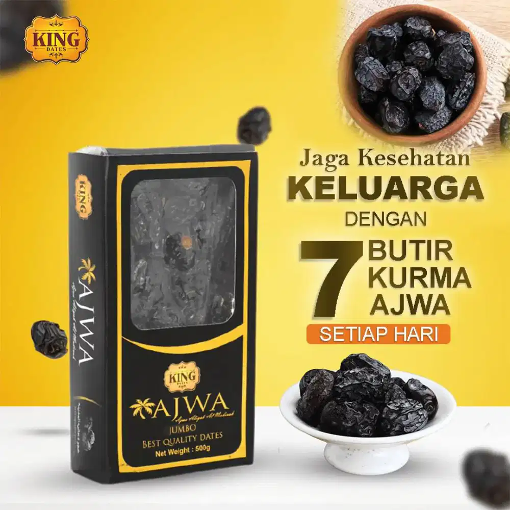 kurma Ajwa/Kurma Nabi Premium Jumbo Tekstur Lembut Manis Levit