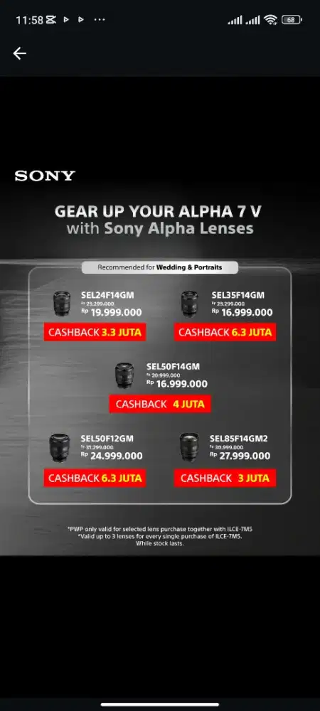 Promo Pre order camera lensa sony