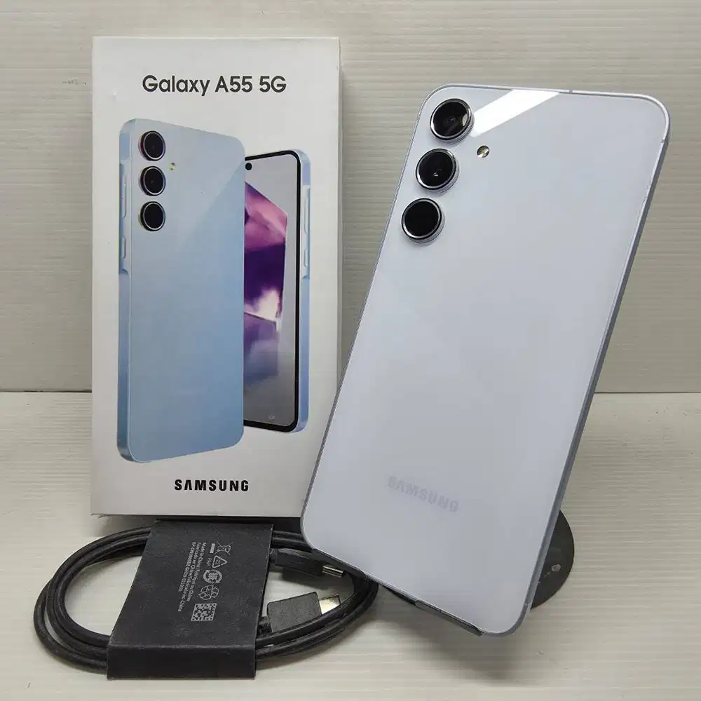 HOT SALE! LIKE NEW 99.9%  SAMSUNG GALAXY A55 5G 8/256 ICE BLUE LENGKAP