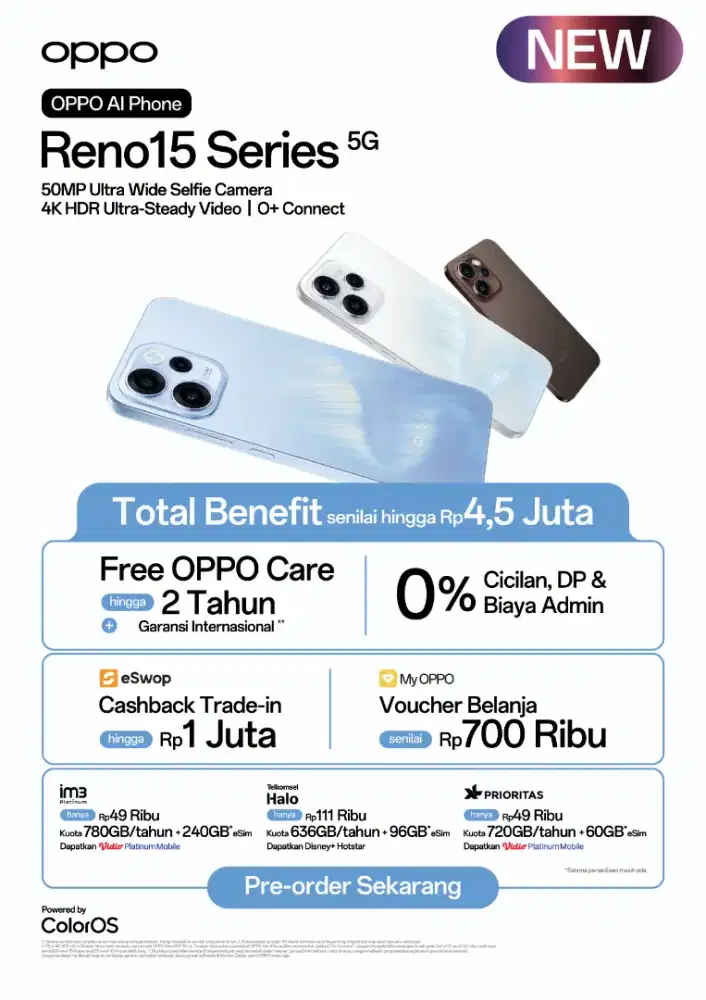 Pre Order Oppo Reno 15 Series harga distributor