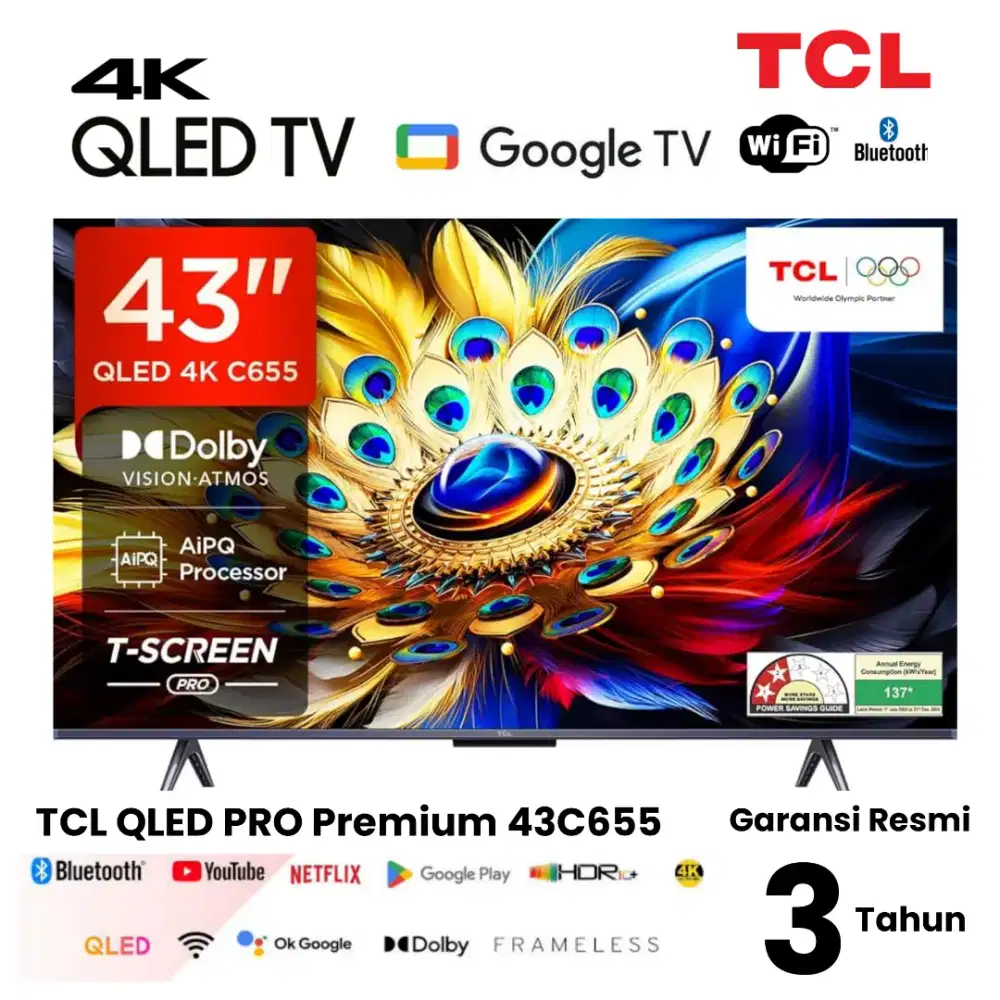 TCL QLED 4K PRO Premium 43C655 Google TV Dolby Atmos HDR10+ ONKYO AIPQ