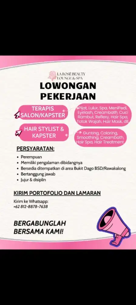 Di butuhkan karyawan di salon