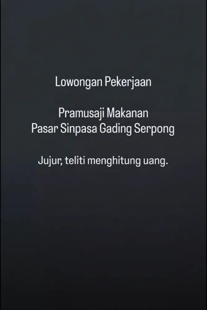 Lowongan Pramusaji Makanan