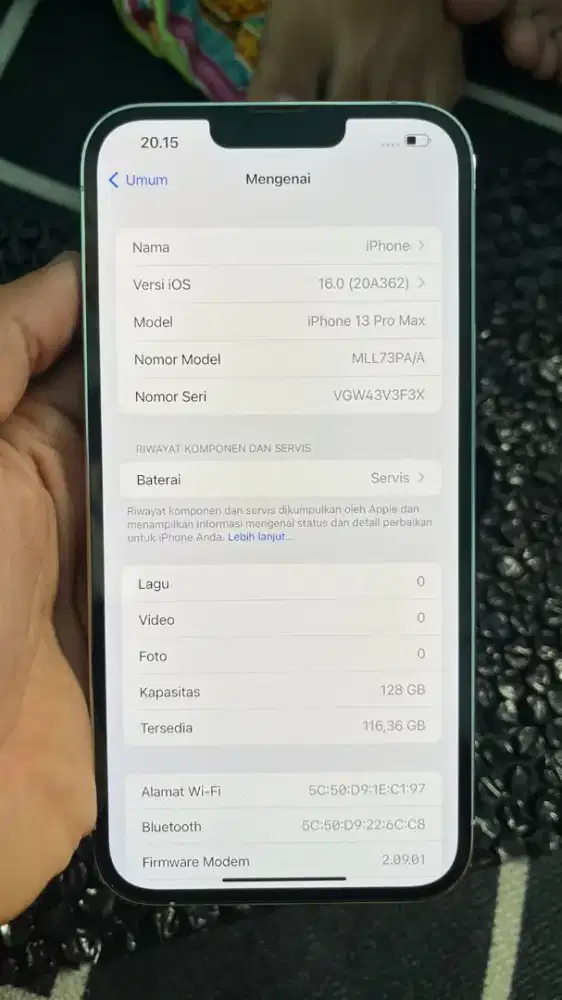 Iphone 13 Pro max 128gb Warna silver BH 76  kondisi Second unit only