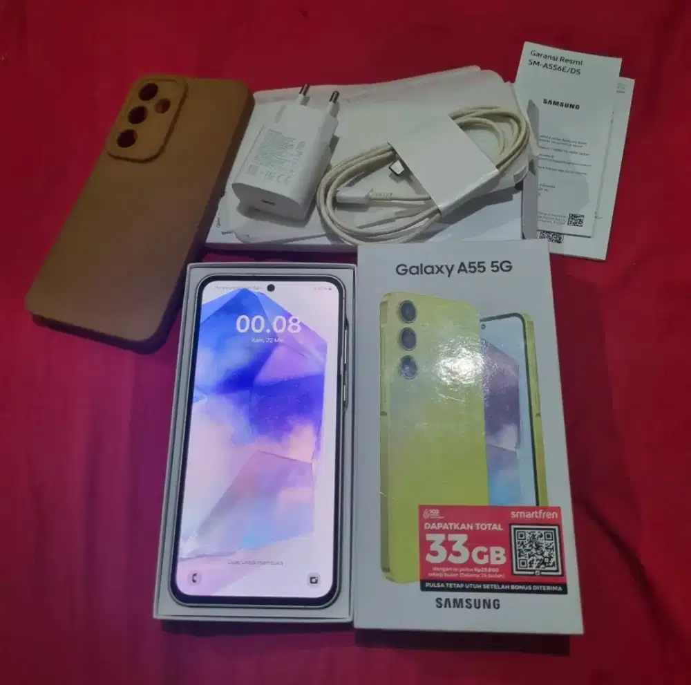 Jual hp samsung A55 12/256 5G likeNEW siap pakai grns free ADAPTOR