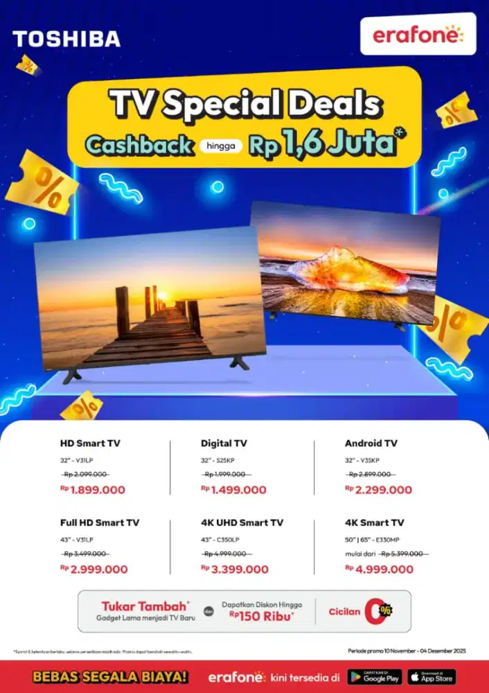 Cash / Credit Smart TV Toshiba 32 inc tanpa dp
