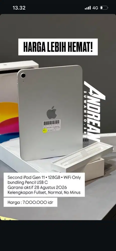 Ipad gen 11 128 silver with pencil